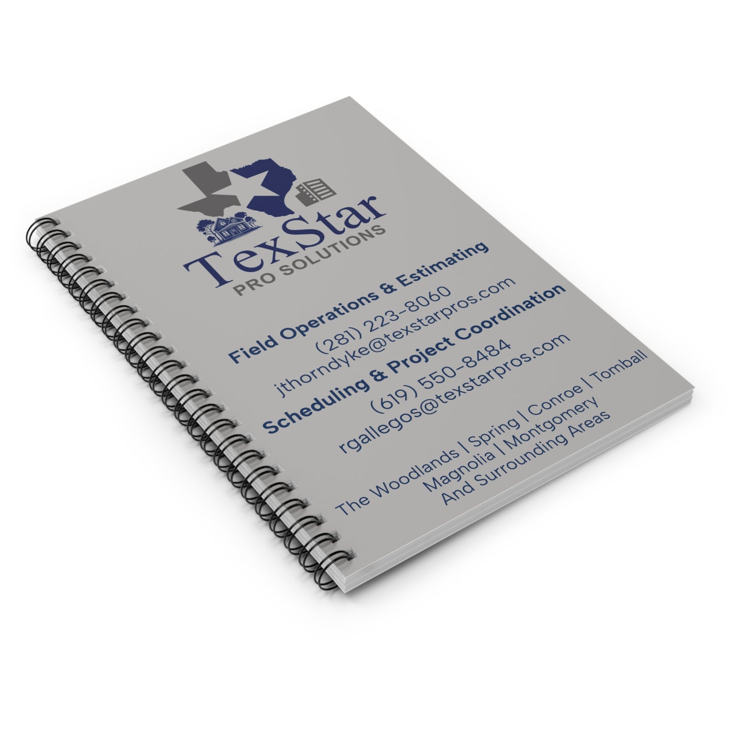 CUSTOM TexStar Pro Solutions Spiral Notebook - Ruled Line Gray