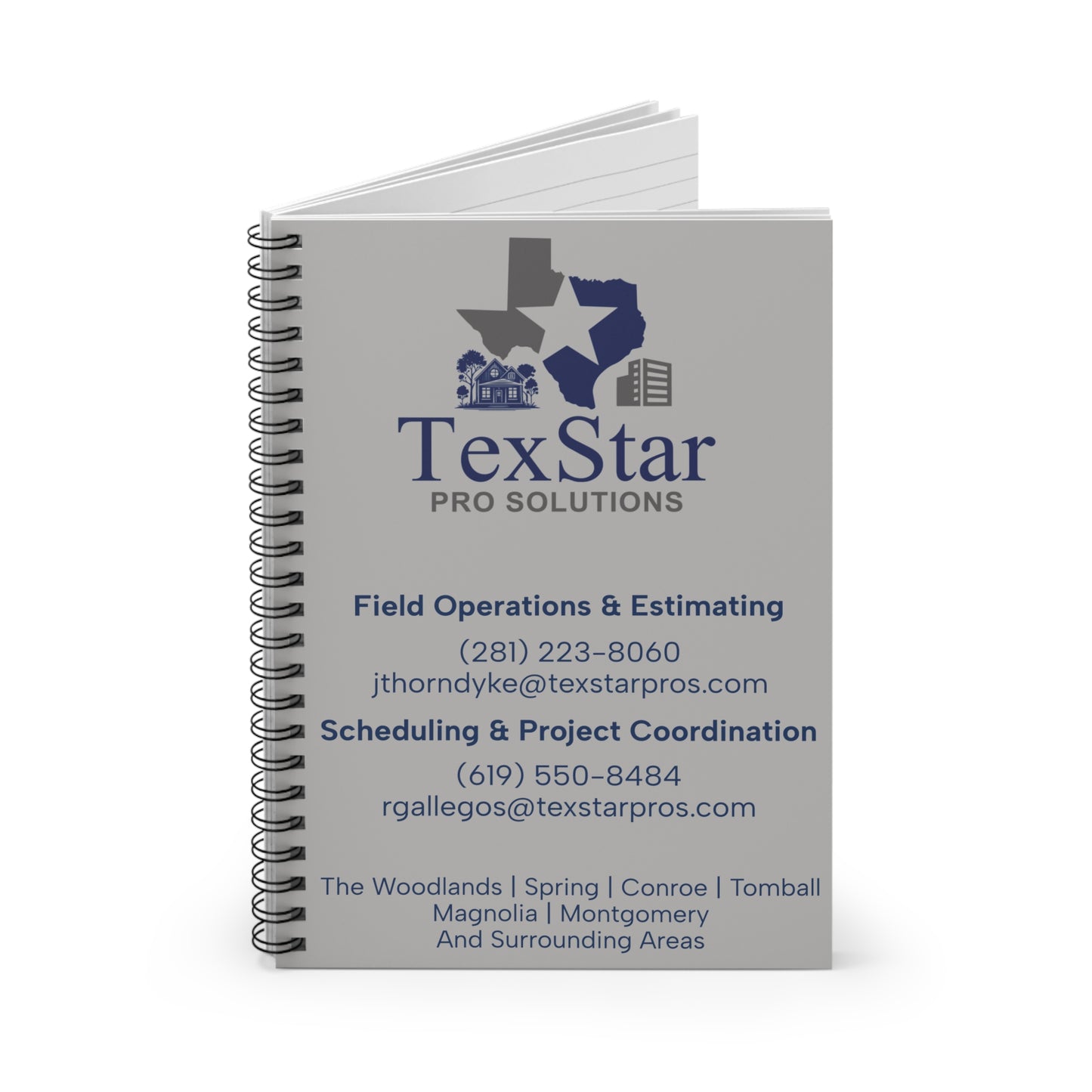 CUSTOM TexStar Pro Solutions Spiral Notebook - Ruled Line Gray