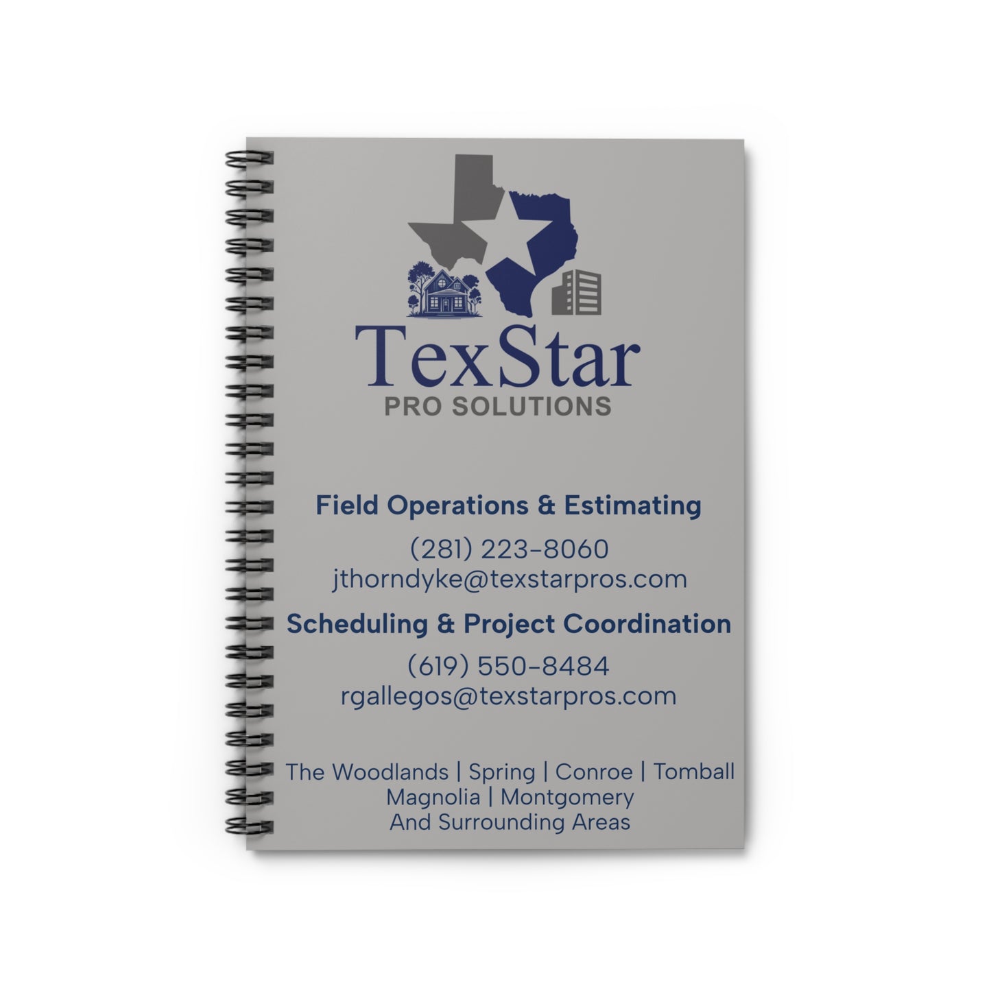 CUSTOM TexStar Pro Solutions Spiral Notebook - Ruled Line Gray